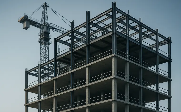 Steel-frame building under construction